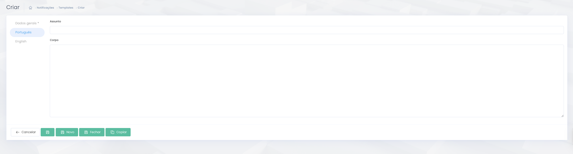Template content by language